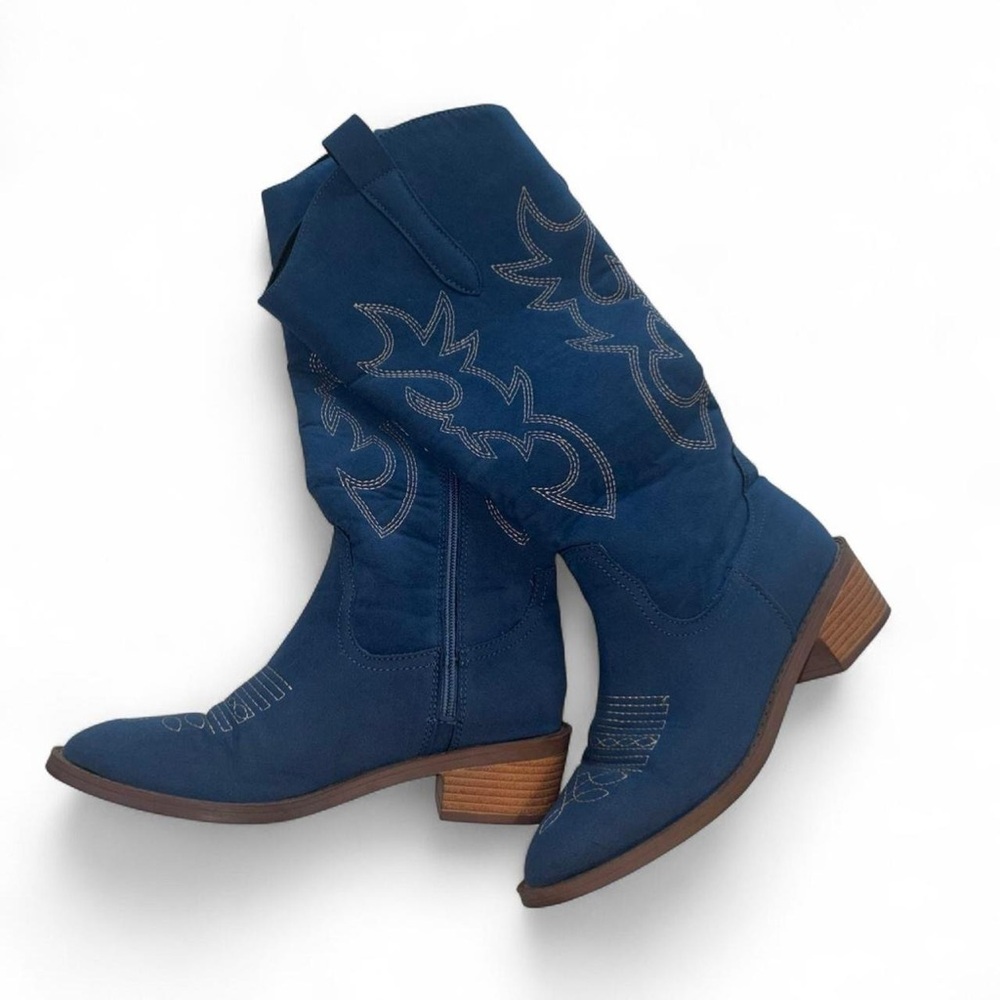 Royal blue suede western cowboy boots